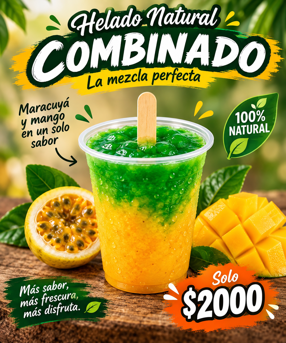 Helado con fruta