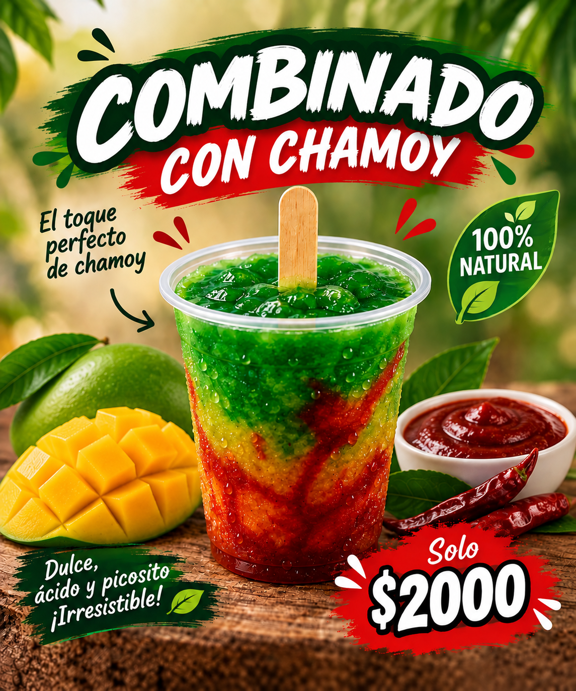 Helado con fruta